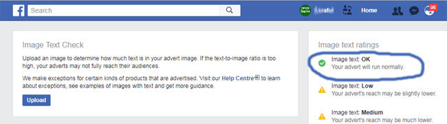 check image upload to facebook for boost ad